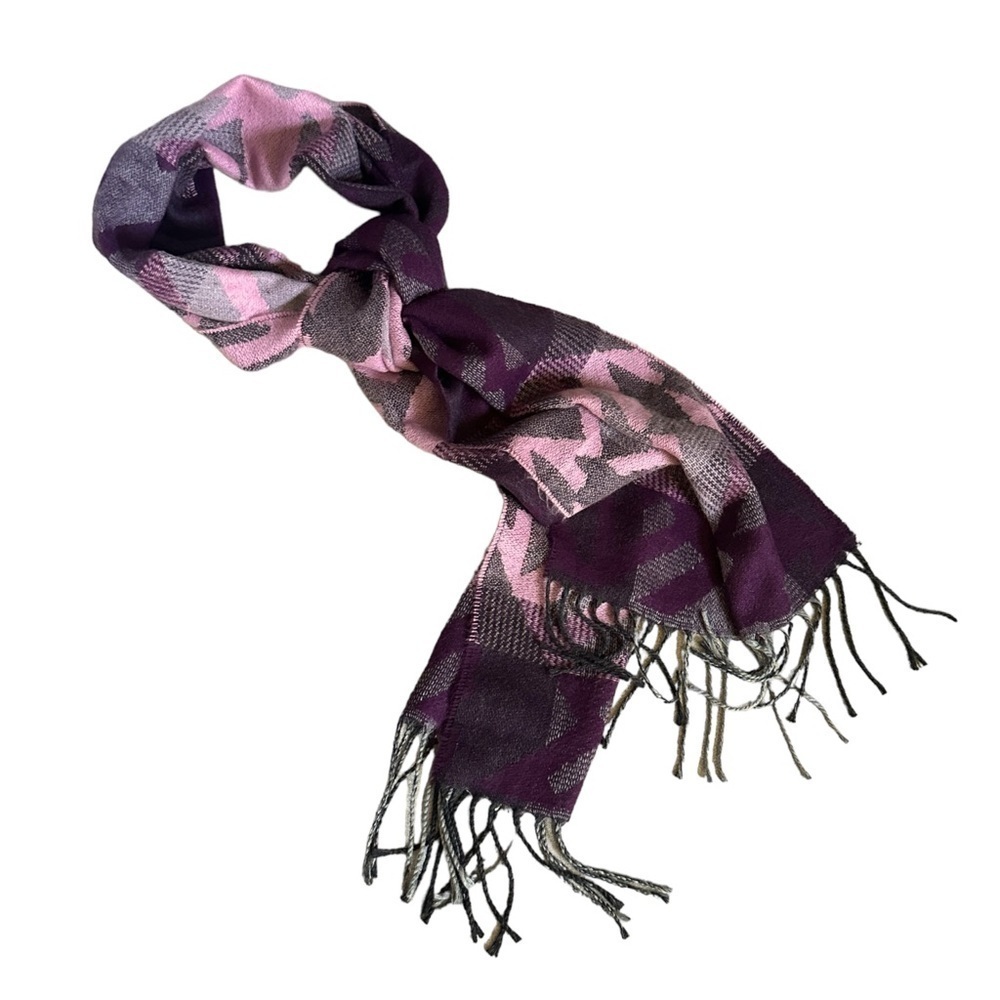 Cejon Geometric Soft Knit Fringe Scarf NWT Macy’s Purple & Pink Accent Piece